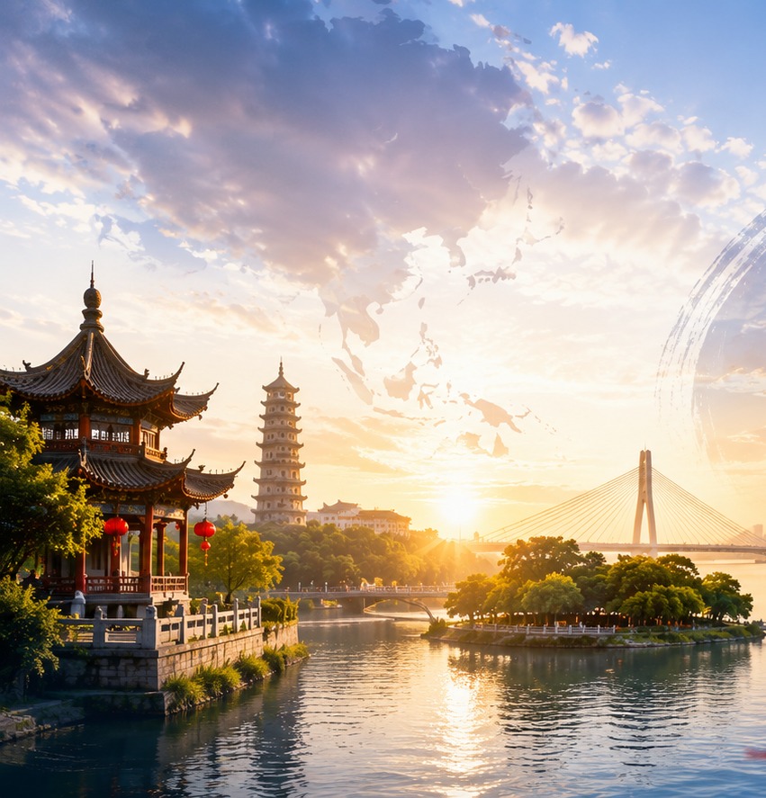 温州城市与江景